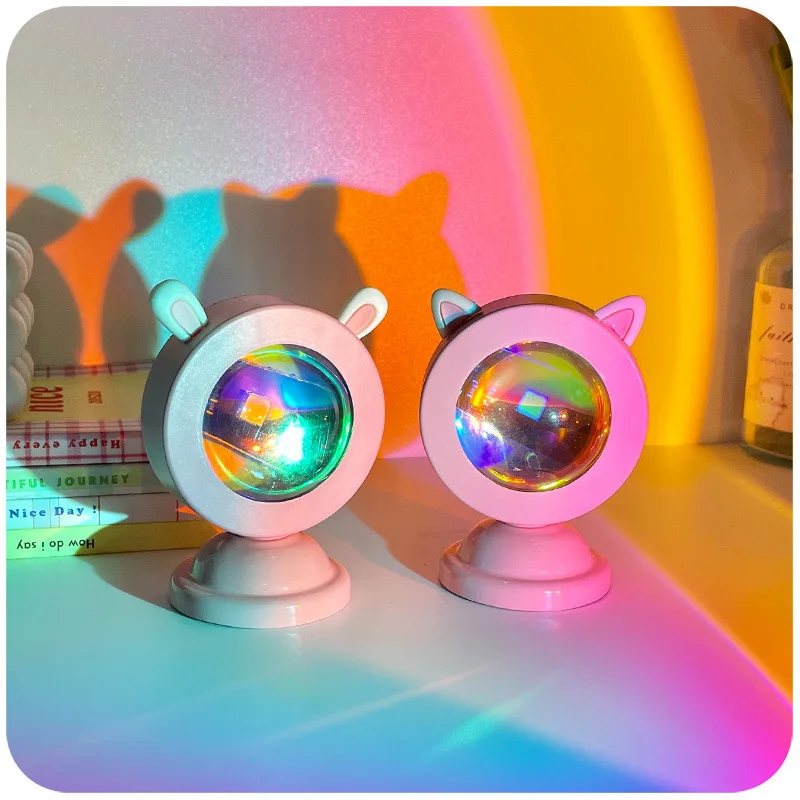 App Ctrl Sunset Projector Lamp Rainbow Atmosphere Led Night Light for Home Bedroom Coffee shop Background Wall Decoration