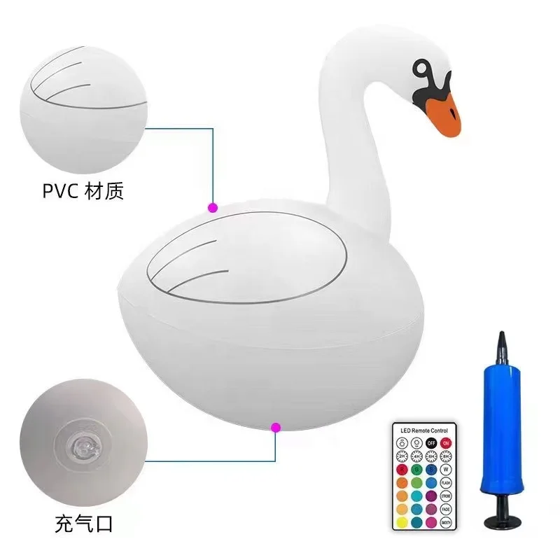 factory supply new style funny solar durable swan for pool party lighting inflatable animal toys for children