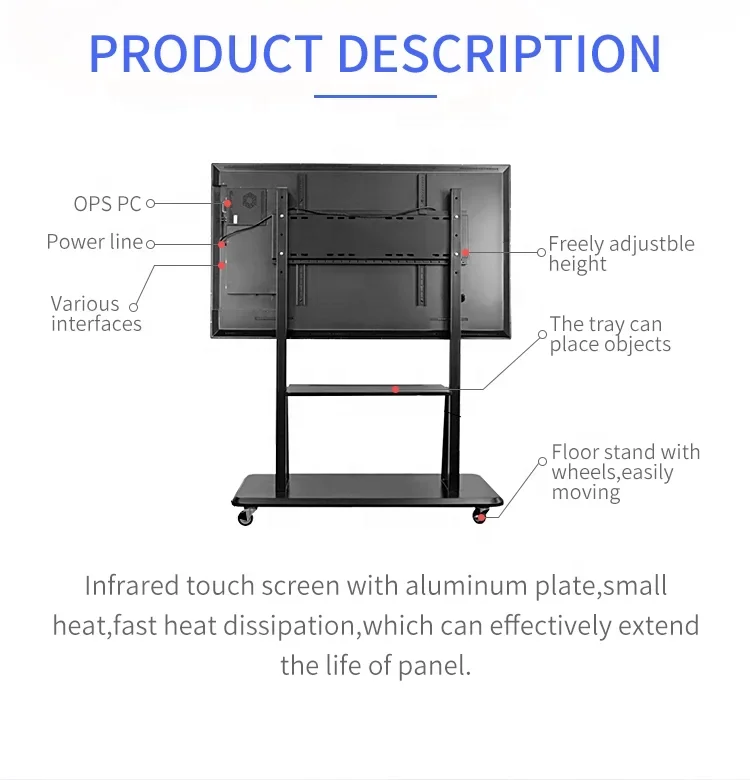 Custom 55 65 75 85 86 98 110 Inch Interactive Flat Panel 4k Lcd Digital Interactive Smart Boards For Schools Teaching