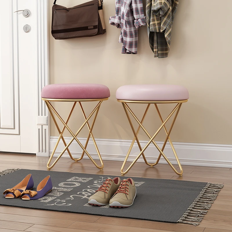 
Modern Minimalist Gray Seat Cushion Gold Chair Customizable Color of Bar Chair leather stool metal stool chair 