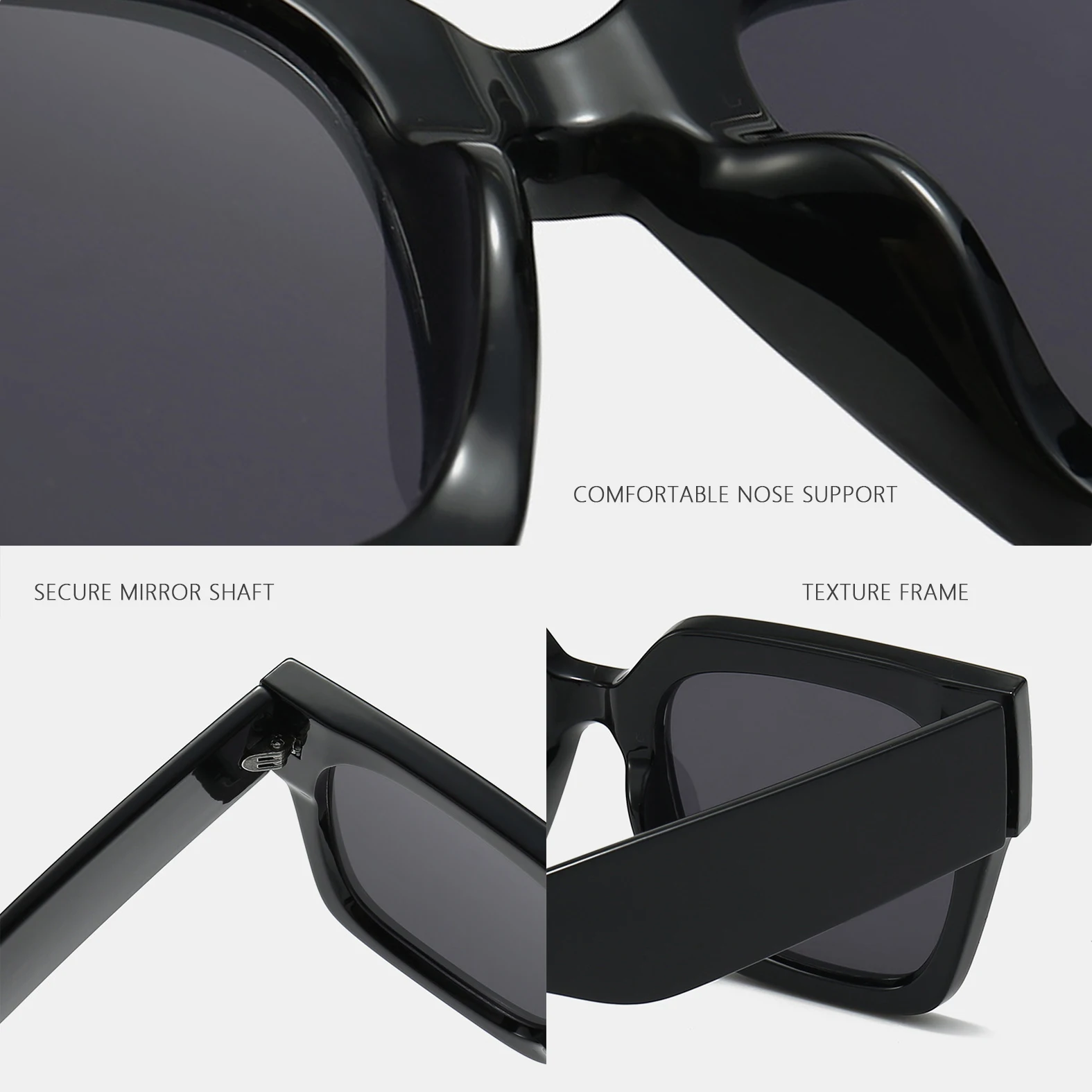 Whosale High Quality Square Big Frame Eyeglasses Classic Fashion Sun Glasses UV400 Polarized Unisex PC Frames Sunglasses