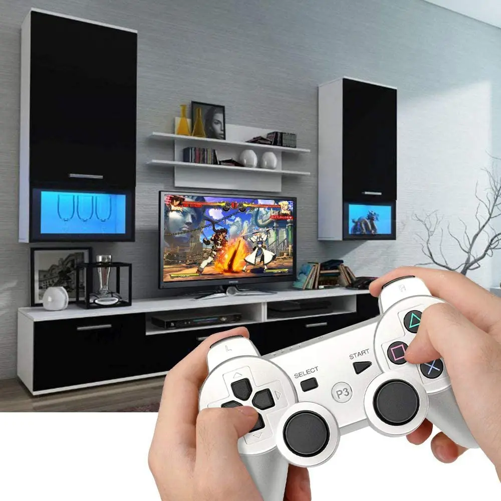 PS3 Controller Wireless Game Controller with Double Vibration 2 Charging Cable 2 Pack Gamepad Compatible with Playstation 3