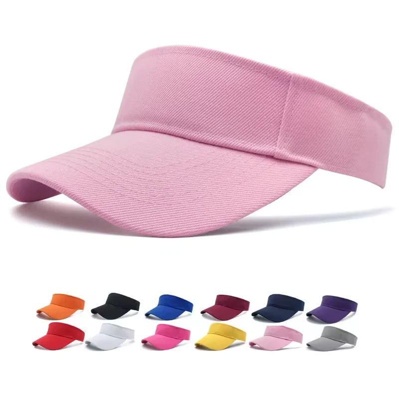 Wholesale Custom Embroidery Printed Logo Outdoor Visor Beach Adjustable Sun Cap Quick Fast Dry Visor Hats For Men Women  Visor