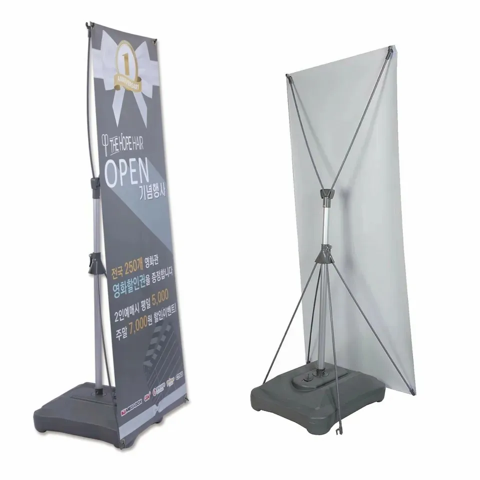 Customized Wholesale Retractable Banner Aluminum Double-sided X Banner Stand 10 Pcs Fiberglass + Aluminum Pole Dmx Stand CN;HEB