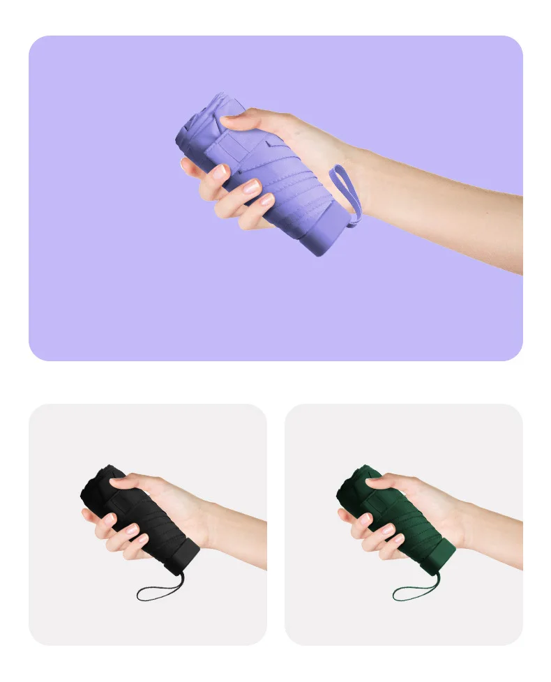 High Quality Folding Umbrellas 19 Inch,6 Ribs Mini Pocket Folding Umbrellas Travel Pongee Contemporary 6 Ribs Gifts Stores 210T