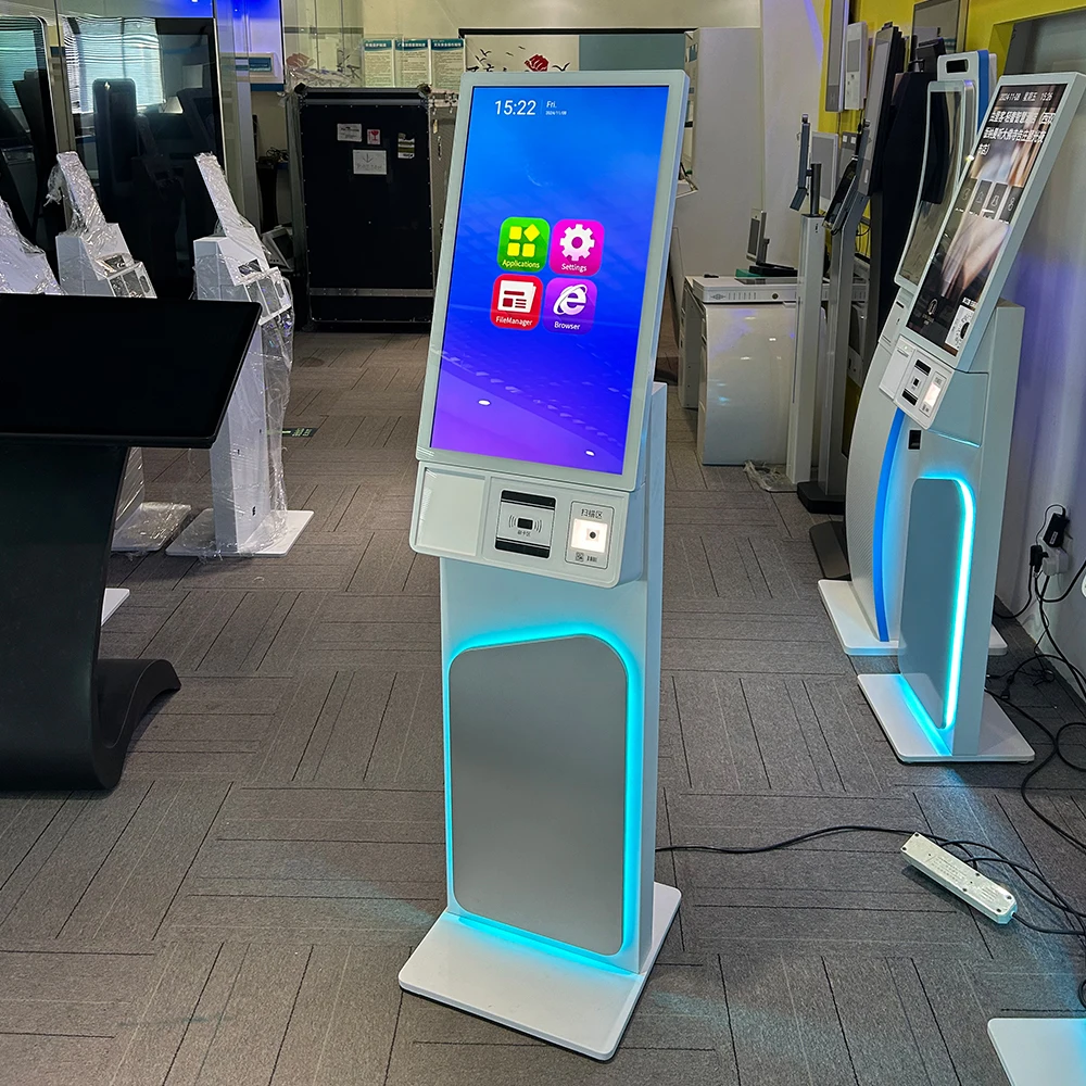 27 inch product information self service self ordering windows touch panel smart kiosk restaurant self check in kiosk hotel