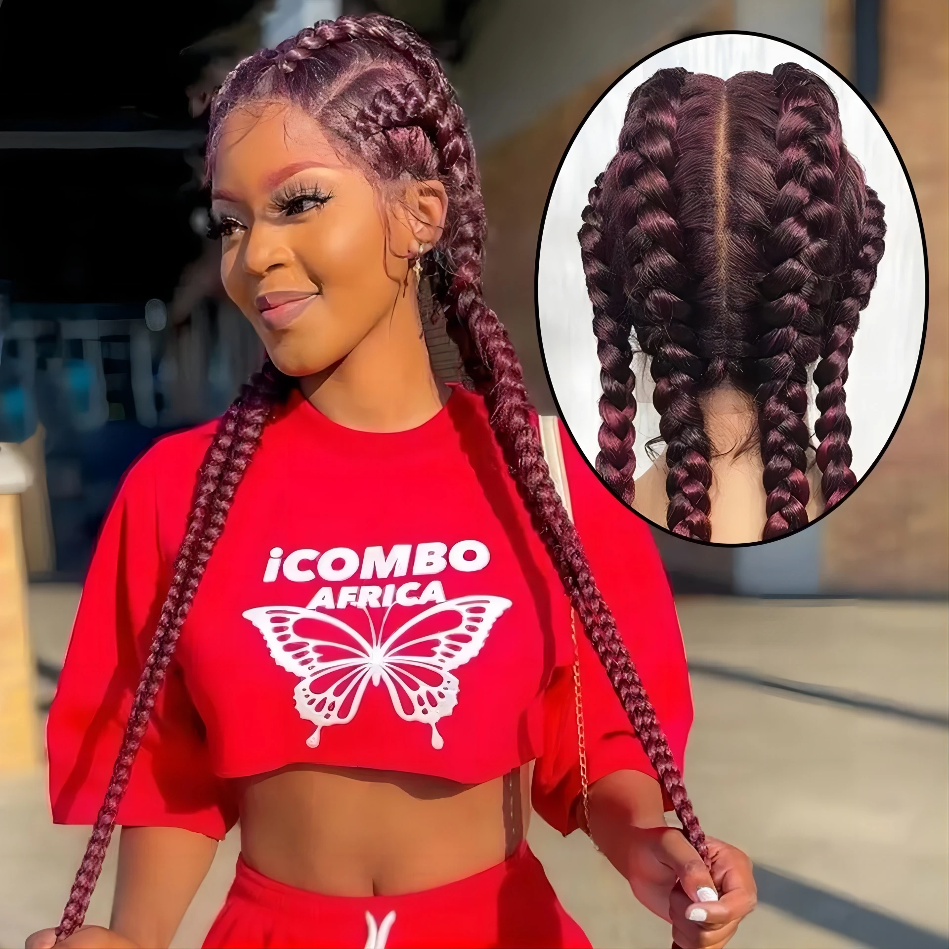 Wholesale 32 Inch Long 4 Braids Wigs Synthetic 13x4 Lace Frontal Wigs For Black Women Heat Resistant black braided wigs