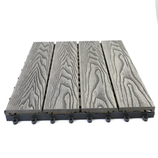 
Interlocking non-slip wood composite decking tiles 