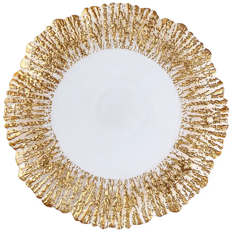 Custom clear glass silver lace charger plates wholesale for wedding Dinnerware set plate