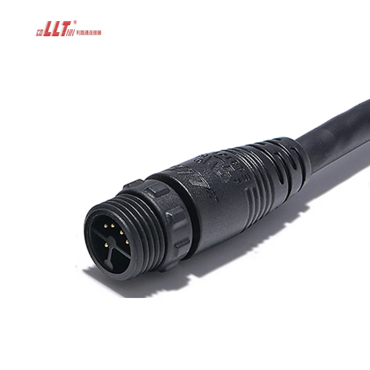 2+4pin LLT M12 circular power and signal waterproof street light connector 2pin 3pin 5pin
