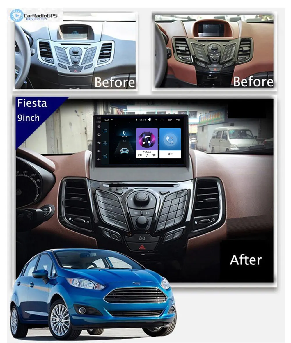 Android 10 System for Ford FIESTA 2009 2010 2011-2017 car video dvd Radio player 1024*600 Capacitive Screen Gps Wifi