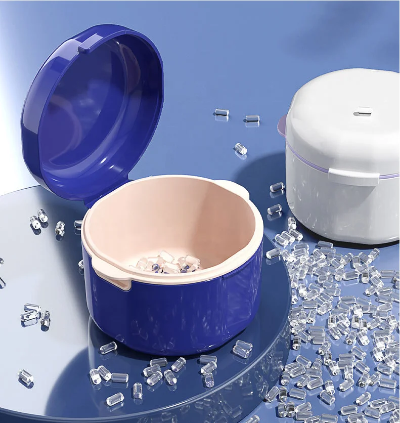 Wholesale Denture Bath Box Dental membrane box/ plastic crown box with film tooth box/membrane denture box