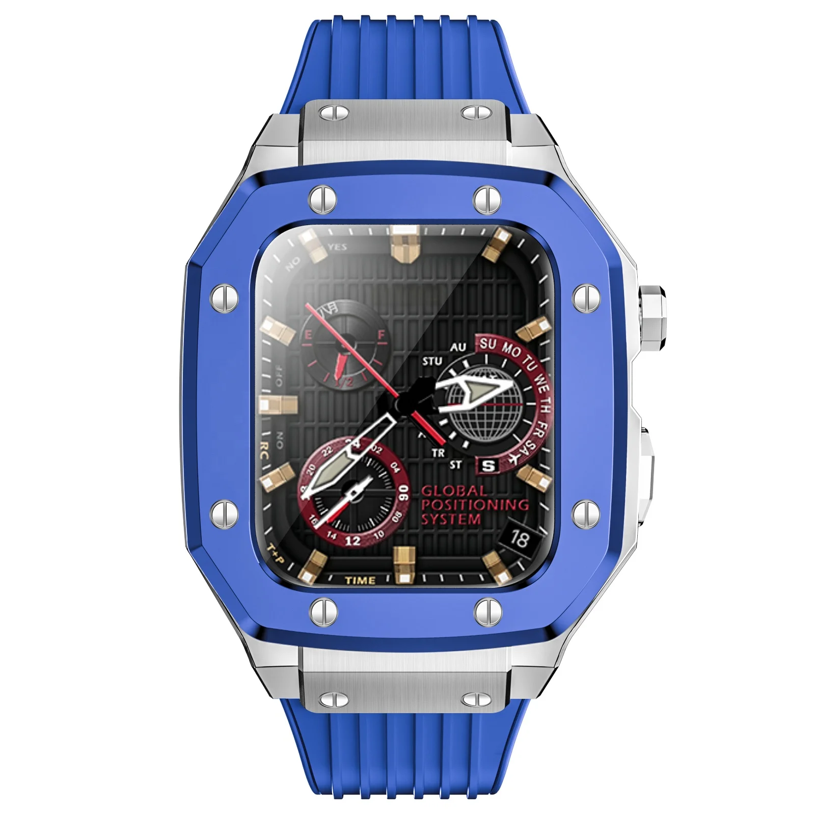 Модифицированный комплект мод, корпус, бампер из нержавеющей стали, металлический корпус и силиконовый браслет для Apple Watch, роскошный корпус ремешка