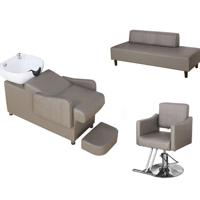 Best selling PU leather black  hair washing shampoo chair beauty salon furniture