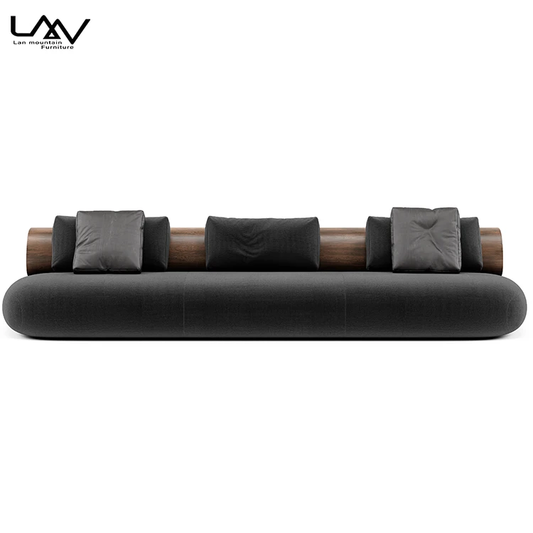 Simple Design Italian Furniture Living Room Wood Frame Fabric Sofa Retro Style 3 Seat Sofa For Hotel Apartment Villa