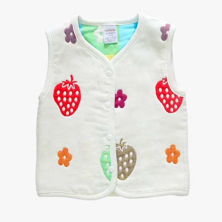 
China Supply Spring Baby Vest 100% Cotton Reversible Kids Gauze Vest 