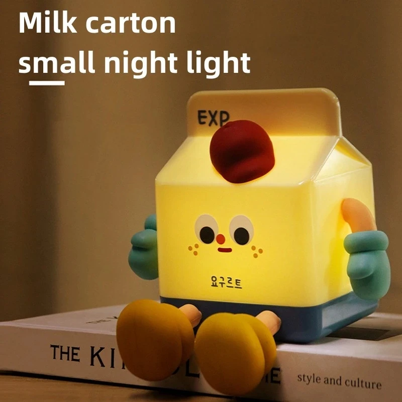 Kwaii 3d Anime Lamp Bedroom Bedside Camping Kitchen Lamp Milk Box LED Night Light For Kids Birthday Gift Toys
