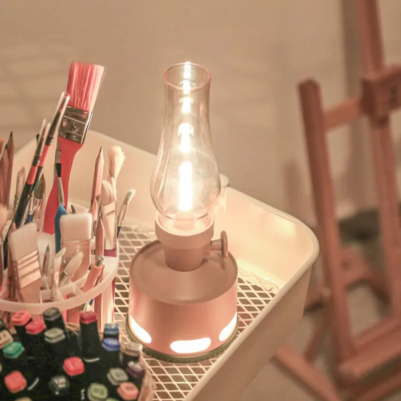 Vintage Led Kerosene Lamp 4000mah Rechargeable Table Lamp Cordless Retro Flameless Oil Lantern Modern Table Light