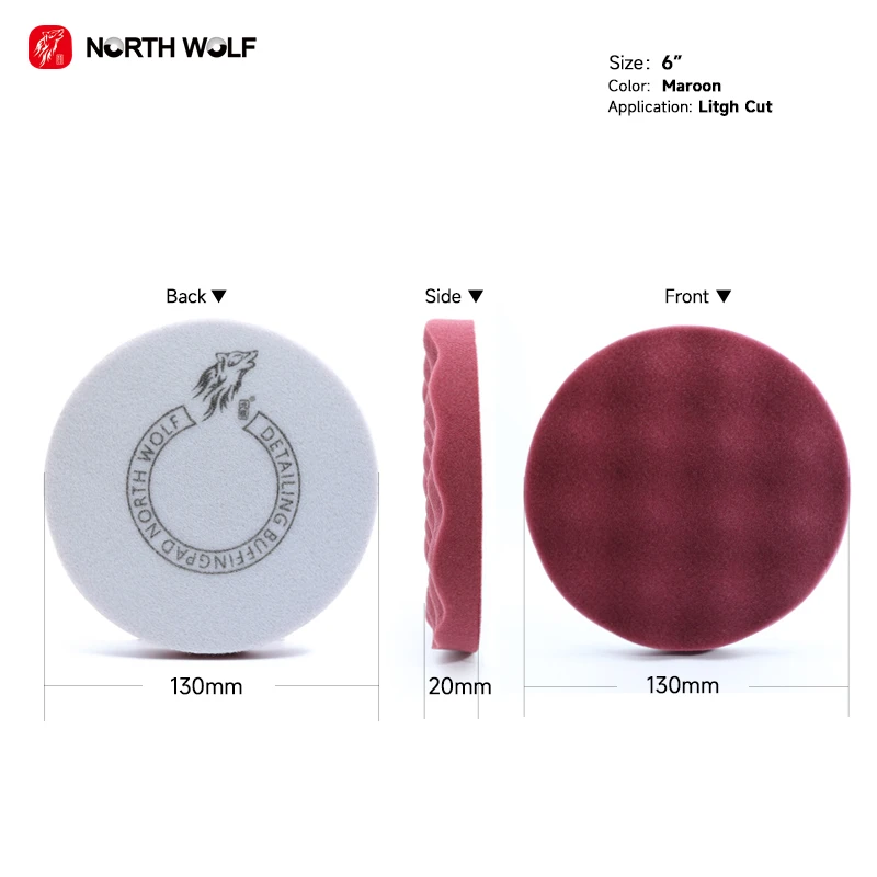 North Wolf 6 Inch Germany Cutting Foam Pad Car Buffing Polishing Pad Auto Detailing Sponge Pad