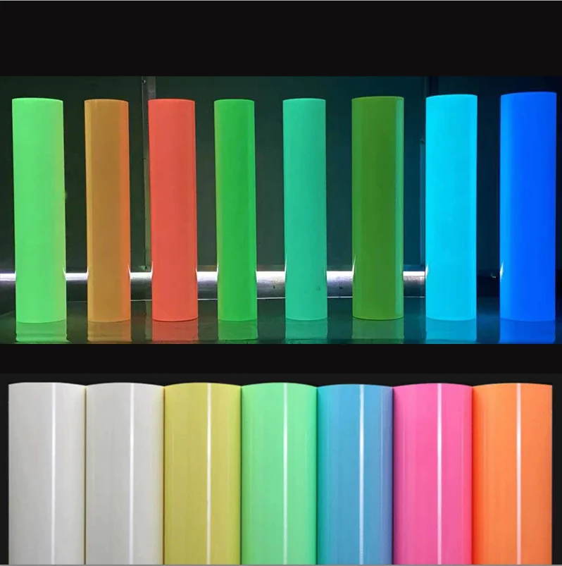 night glow pvc cuttable printable self-adhesive rigid photoluminescent glow in the dark plastic board acrylic vinyl sheet film