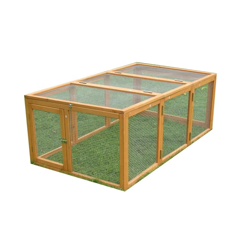 Easy clean folding wooden chicken coop run