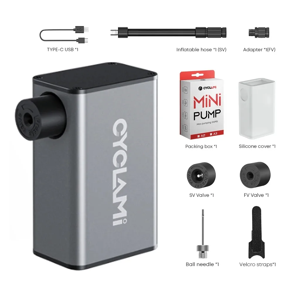 Wholesale 100 PSI CYCLAMI A3 Mini Electric Air Pump Bicycle FV AV Inflator Presta Schrader Valve Outdoor Road MTB Bike