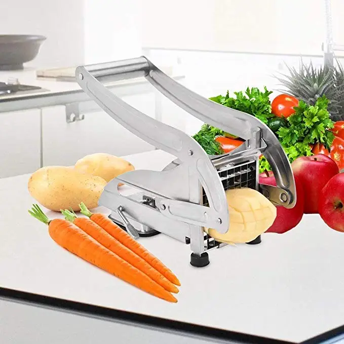 
Commercial food grade manual vegetable tools potato chips cube slicer stainless steel Potato french fry cutters with suction pad 