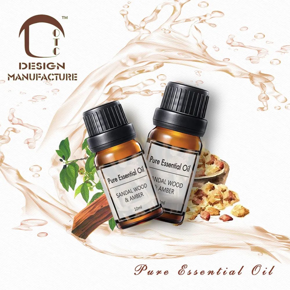 wholesale high quality therapy Sandal Wood & Amber 100% warm pure essential oil for diffuser in 10ml glass bottle