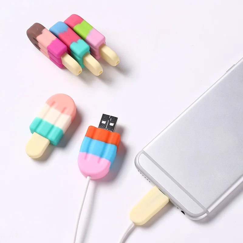 Hot Seller Silicone Cute ice cream cable protector cable organizer for iphone charger wire holder
