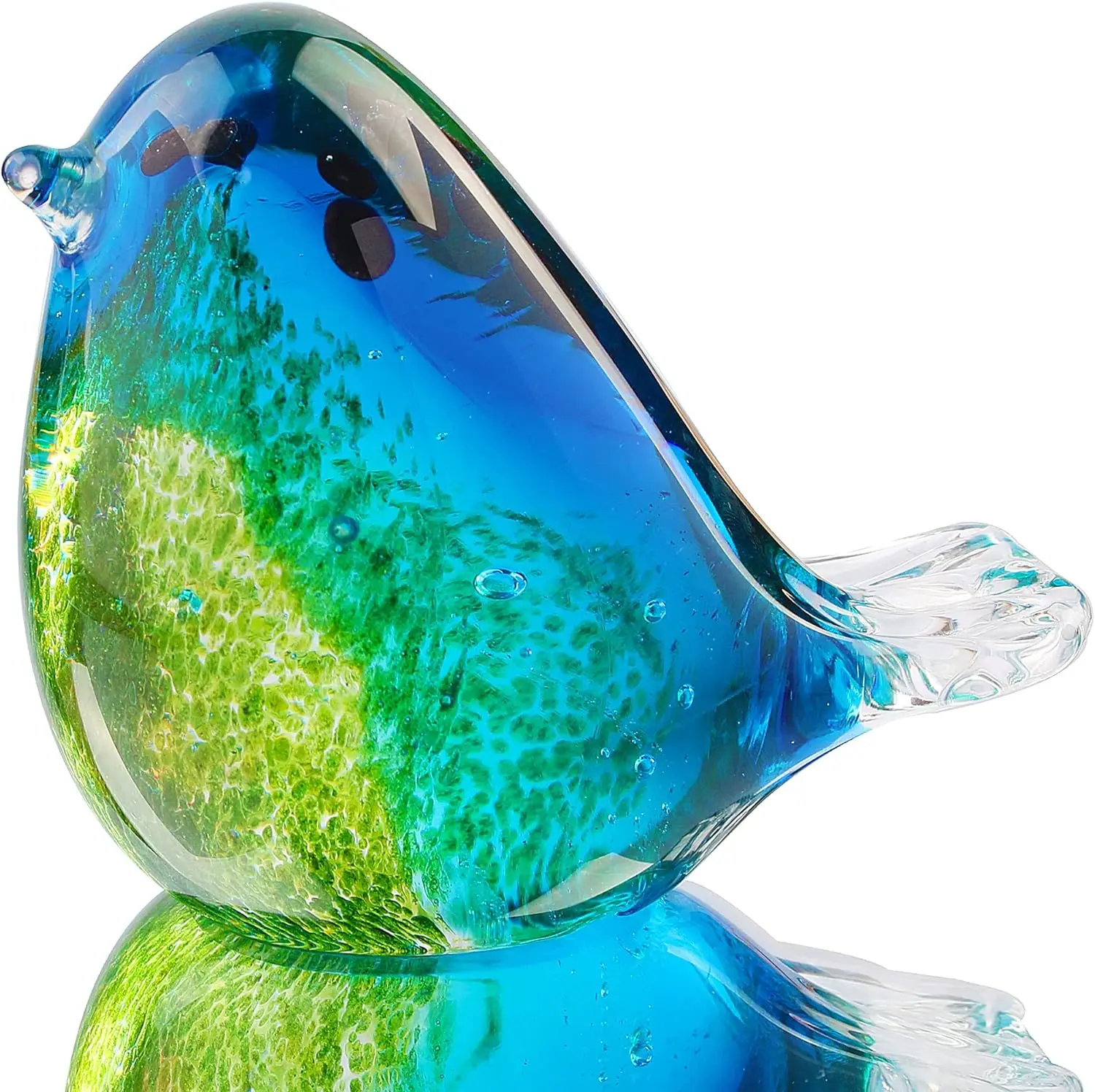 Art Glass Crystal Bird Figurine Handmade Blown Glass Paper Wight Decorative Accents Knick-Knacks