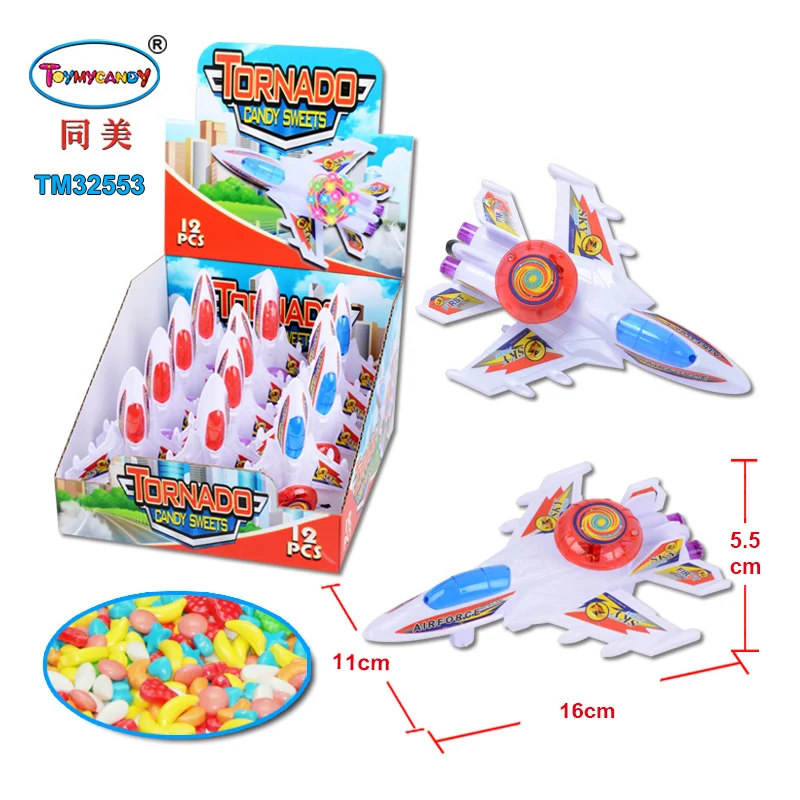 Hot selling cheap plastic plane toy candy lighting fighter plane toy  for kids play