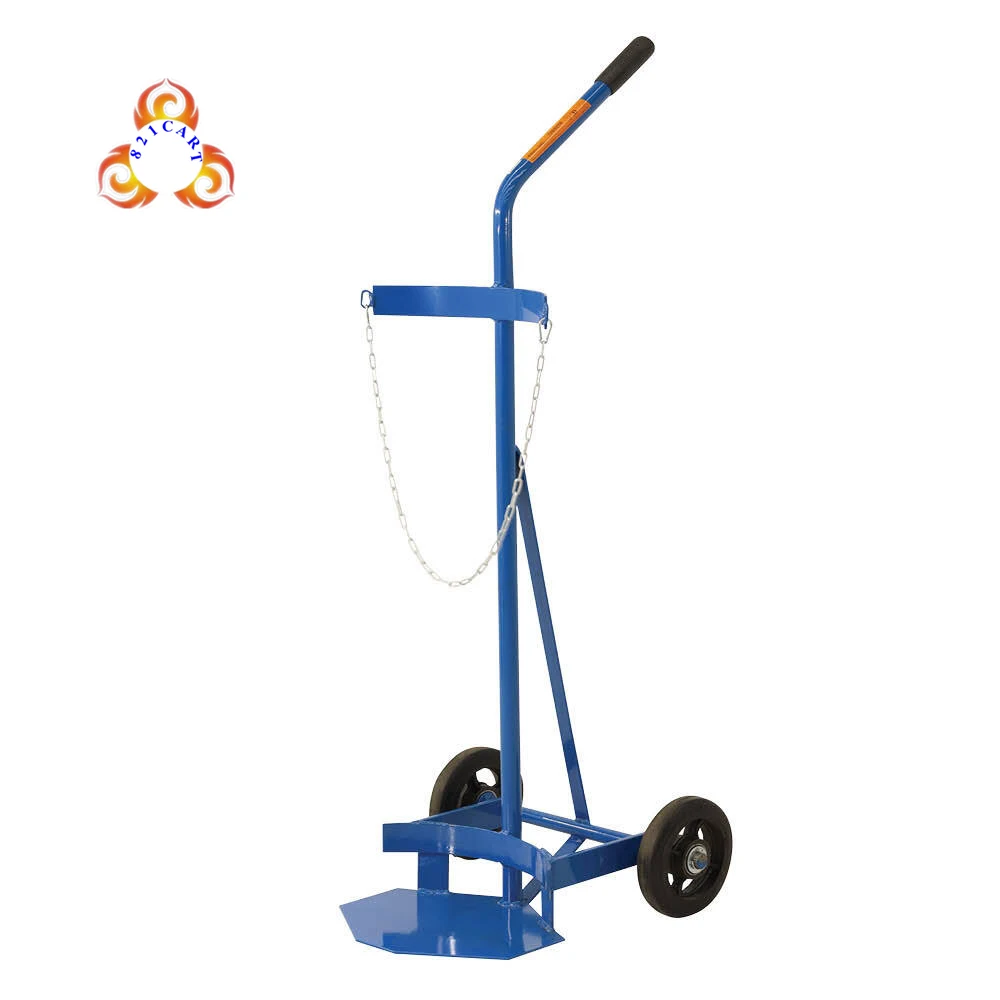 Foldable Single Gas Cylinder Cart Steel Single Cylinder Hand Trolley With Two Wheels For Sale