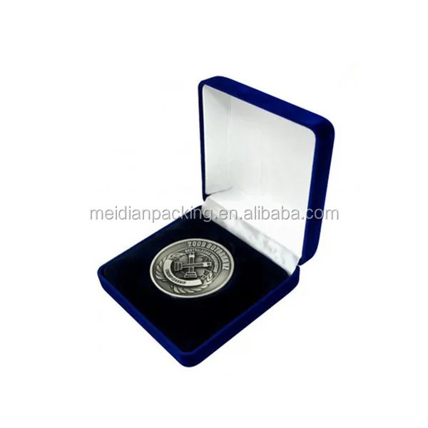 Wholesale Custom Gold Coin Display Case Small Velvet Silver Coin Box