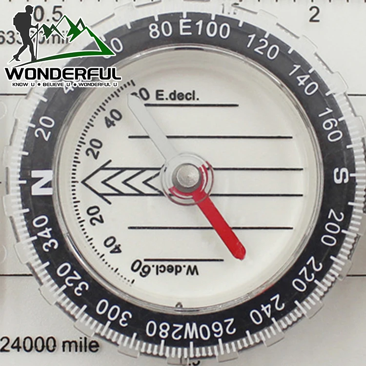 Acrylic Pointing Guide Handheld Outdoor Sports Mini Transparent Pocket Folding Map Measure Orienteering Compass