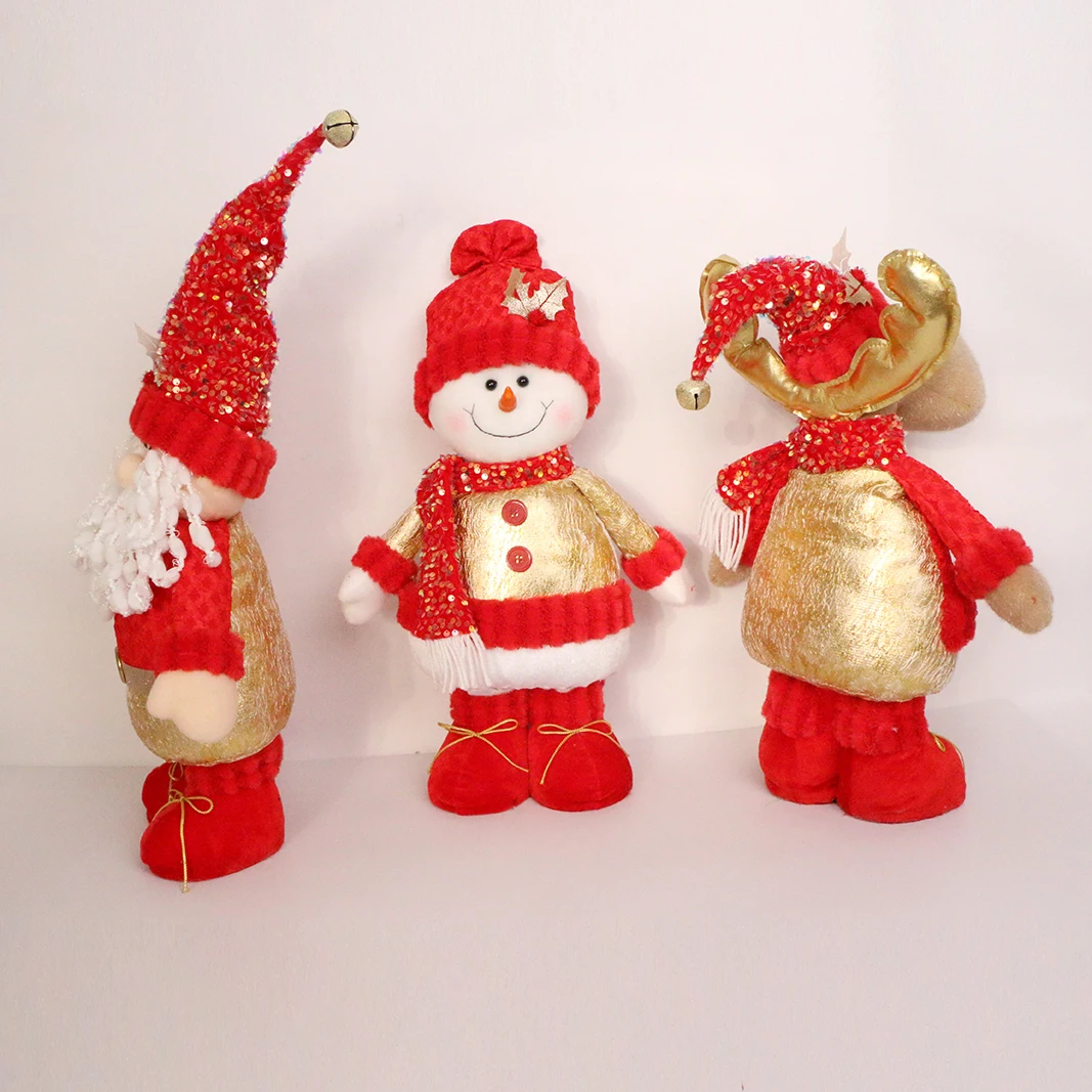 Christmas Dolls Retractable Santa Claus Snowman Toys Xmas Figurines Christmas Gift For Kid Red Xmas Tree Ornament Decoration toy