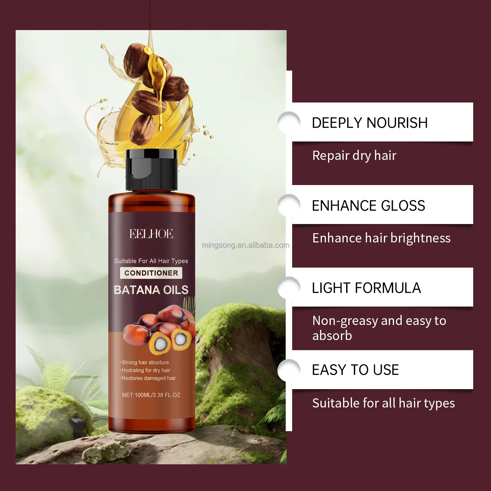 Eelhoe products hair care nourishing repairing batana oil shampoo and conditioner 100ml