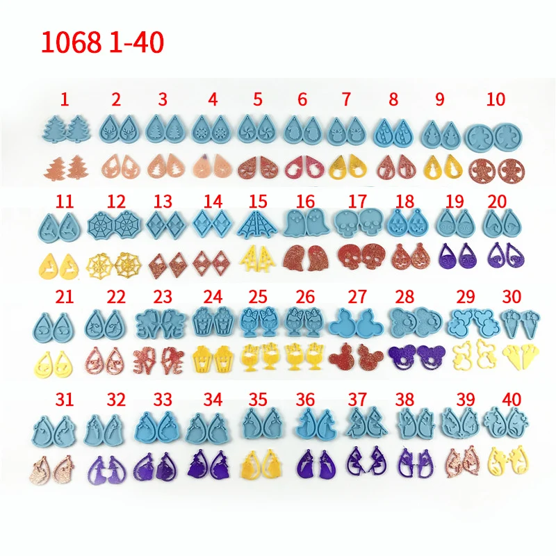 1068 40 Different Kinds of blue resin earring mold mini earrings silicone molds spider earring mold