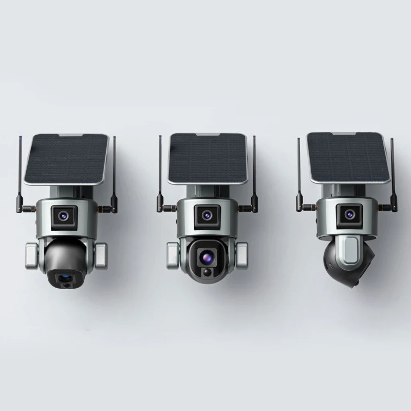 4G 4K Solar Panel PTZ Dome Camera Outdoor WiFi Camera CCTV Dual Lens Wireless Outdoor Security Camera Color Night Vision /