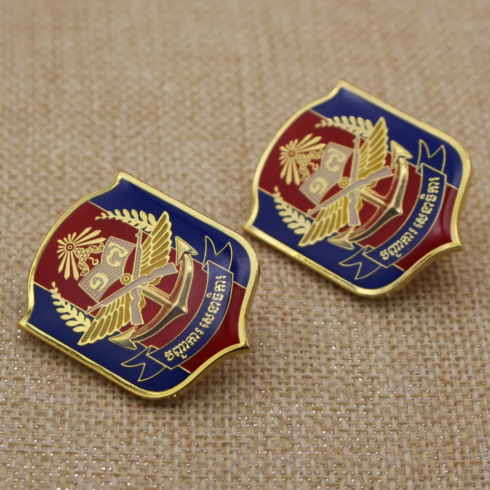 Custom metal printed badge Engraved lapel pin embossed badge enamel pin
