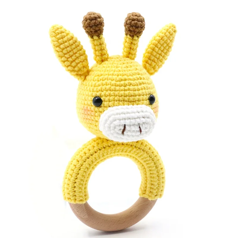 Высококачественное деревянное кольцо из бука, детская погремушка ручной работы в форме жирафа
