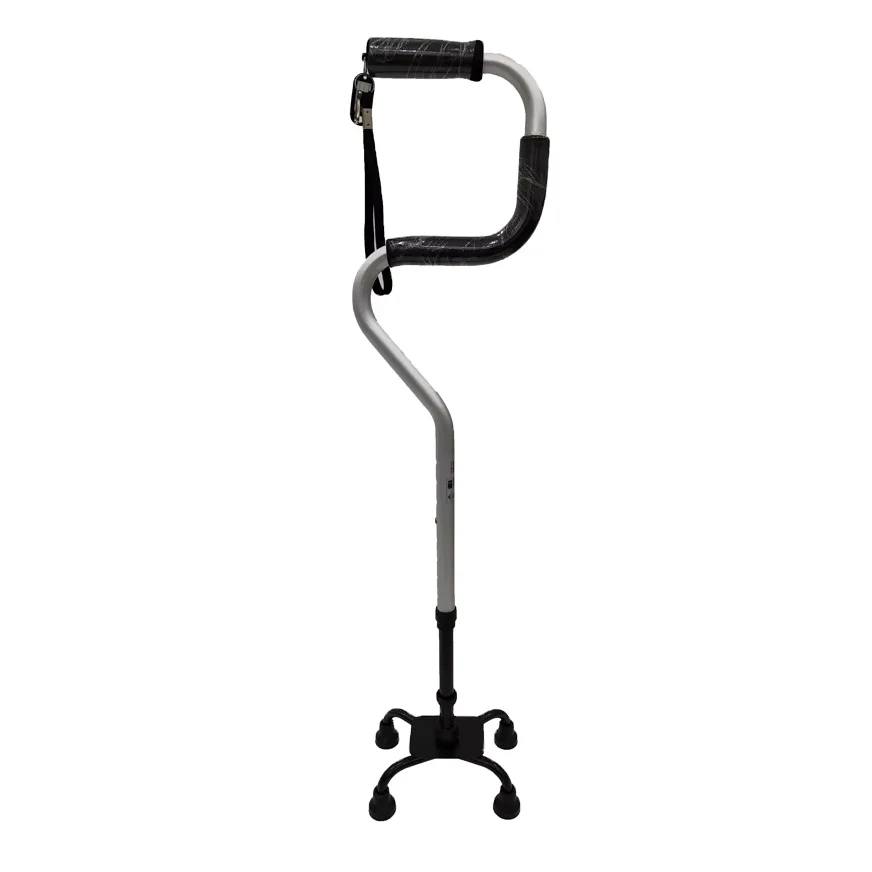 Elderly Walking Stick Telescopic Aluminum Adjustable Height Quad Cane Four-legged Crutches For Non-slip Cane
