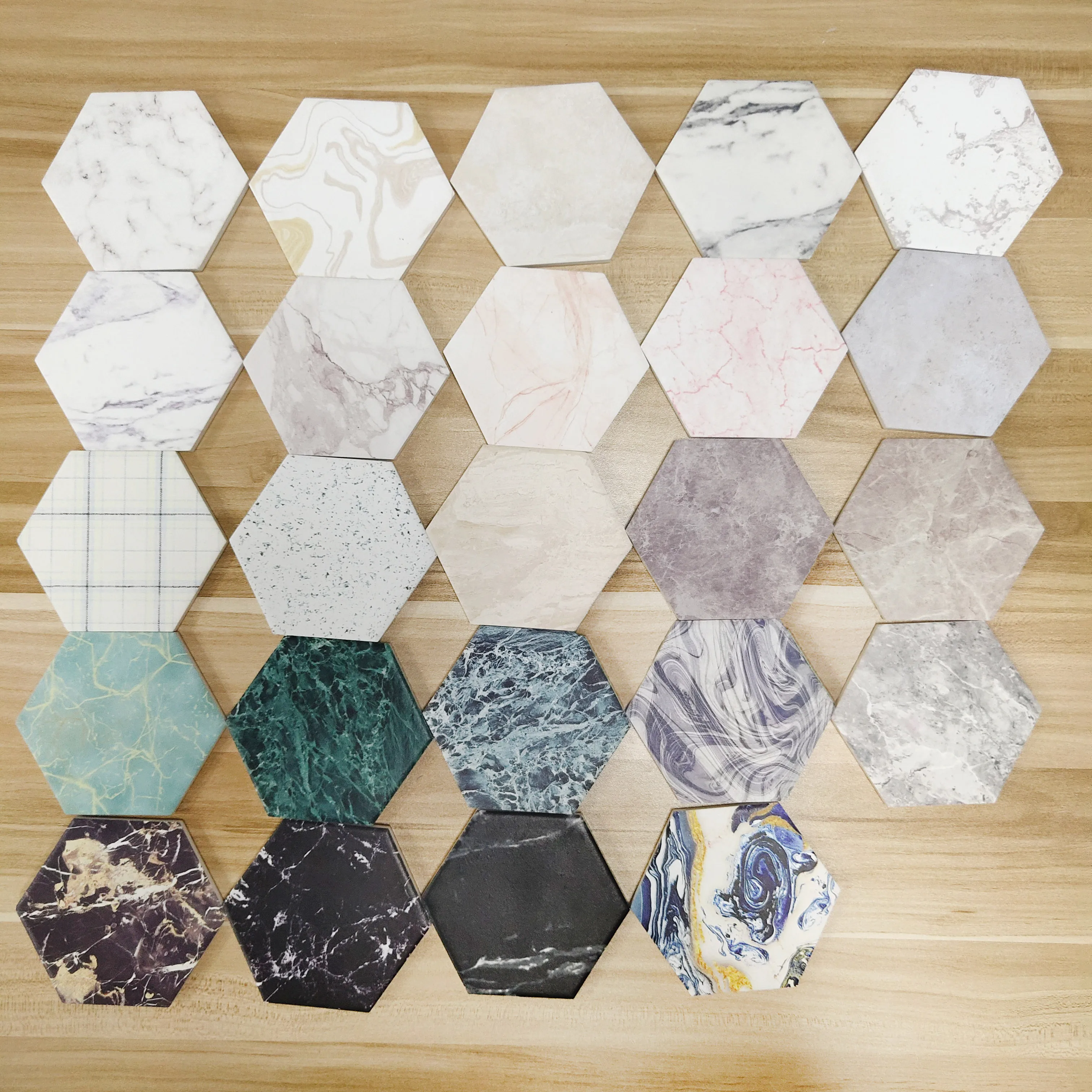 XS ltd. Non-Slip Custom Absorbent Marble Mat with Rose Gold Candle Holder Marble Ceramic Coaster