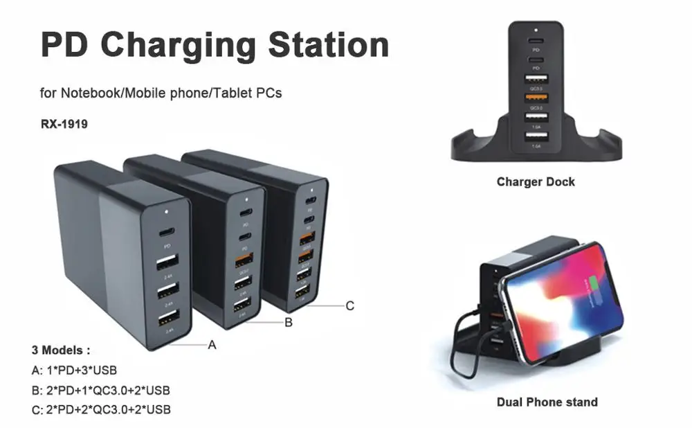75 Вт с разъемом USB Type-C зарядное устройство держать подставка быстрой зарядки 3 0 доставки Зарядное PD адаптер для ноутбука MacBook ноутбуки