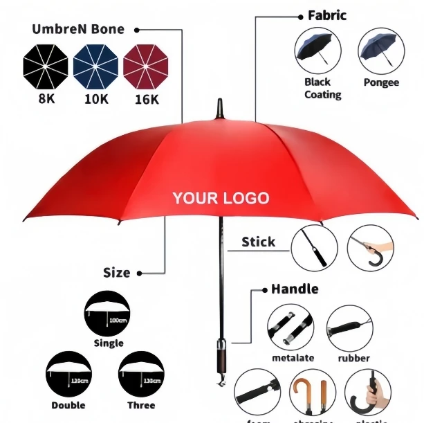 2024  Wholesale Top Sale  Business Gift Portable Straight Golf Umbrella With Logo For Outdoor