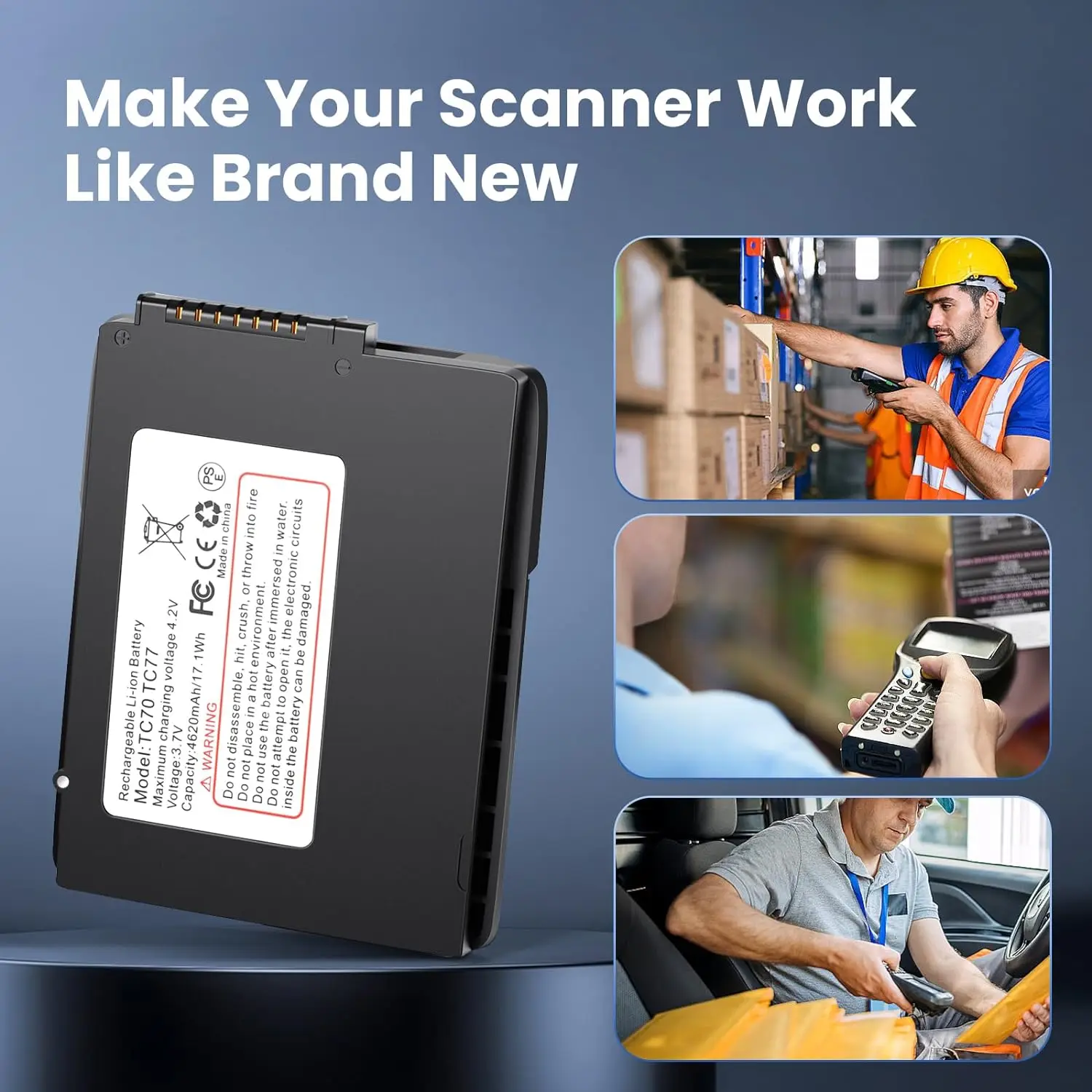 For Lightweight 3.7V 4500mAh zebra Tc70/75/77 Lithium Rechargeable  Barcode Scanner  Li-ion Pda Battery zebra Battery