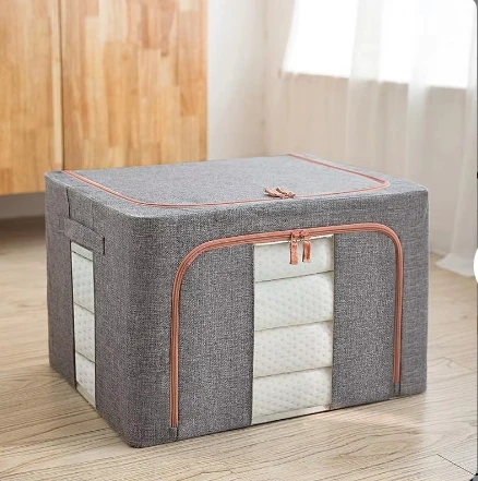 Steel frame storage box Household clothes organizer bag large Cotton and Linen Box