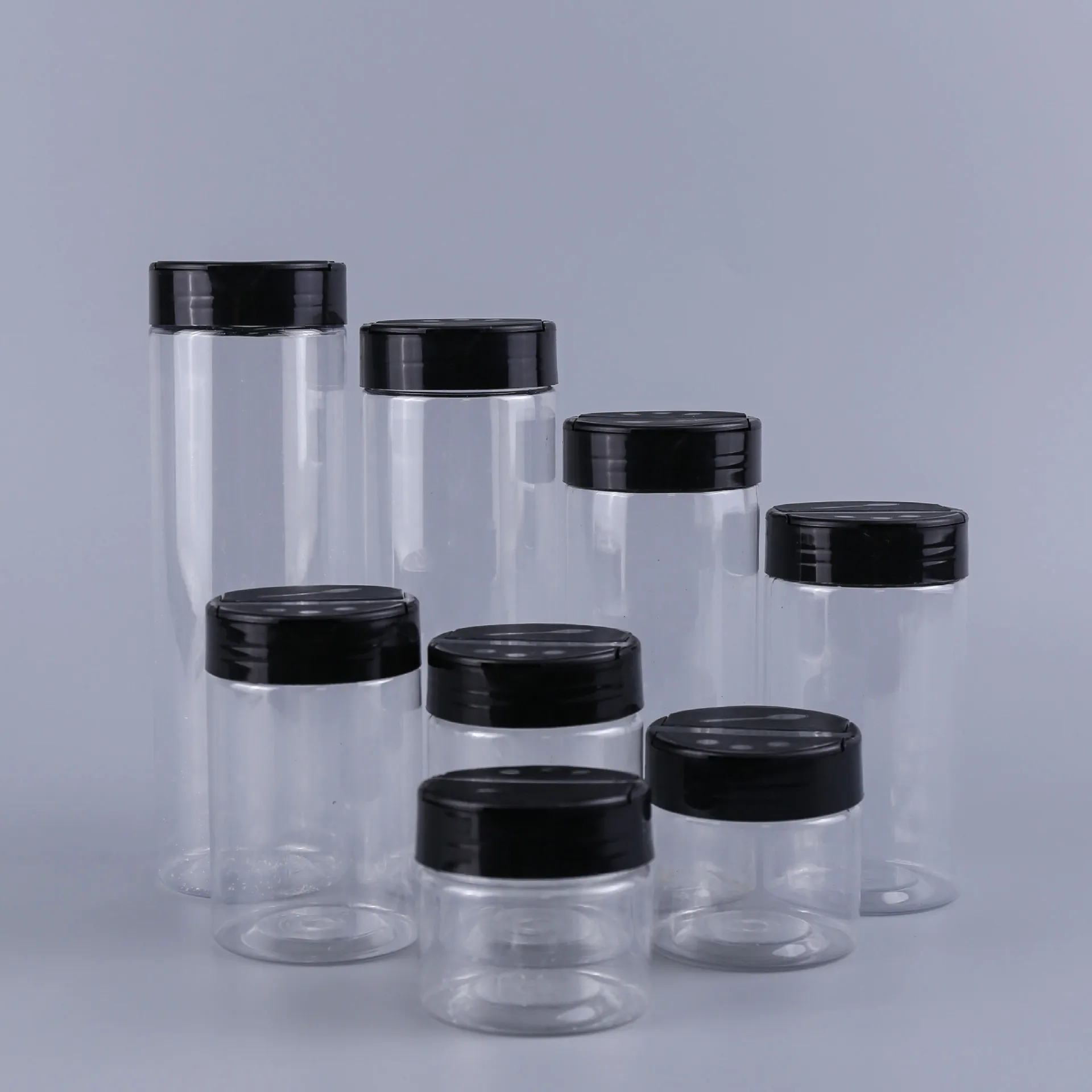 PET Plastic Spice Jars Seasoning Bottle Empty Spices Packaging Bottle With Shaker Lid Flip Top Lid