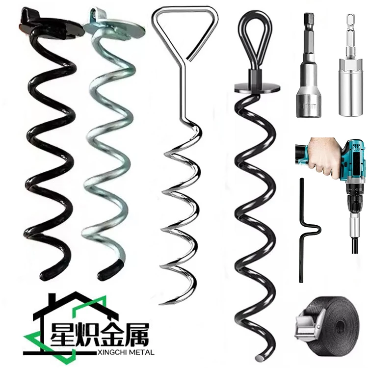 Heavy-Duty Ground Anchors for High Winds Screw-in Earth Anchor Swing Set with Spiral Auger Stakes Tent Trampoline Tree Support