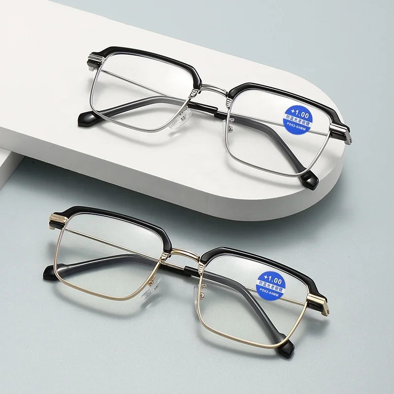photochromic men black eyebrow rectangle stainless lunettes photogrey pour homme 2025 new glasses multifocal progressive for men