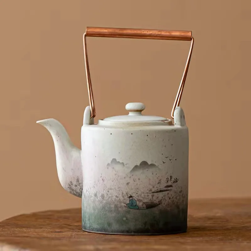 In Stock Small Ceramic Tea Pot Japanese Style Teapot and Teacup Set Smart Porcelain Tea Pots Oriental Mini Pottery Teapot